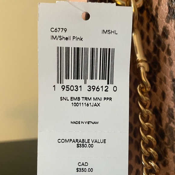 Coach Mini Pepper Satchel, Shell Pink w/ python - Picture 4 of 4